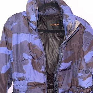 Blue camo coach puffer jacket